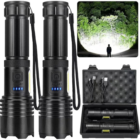 High Power Rechargeable Flashlight Ultra Powerful Led Torch Light Built-in Battery Tactical Flashlight For Outdoor Camping