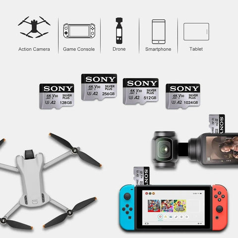 SONY Original Micro SD Card 1TB High Speed Mini SD Card U3 V30 Flash Memory Card 128GB 256GB 512GB For Phone Camera Drone
