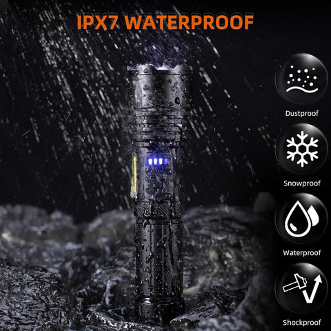 High Power Rechargeable Flashlight Ultra Powerful Led Torch Light Built-in Battery Tactical Flashlight For Outdoor Camping